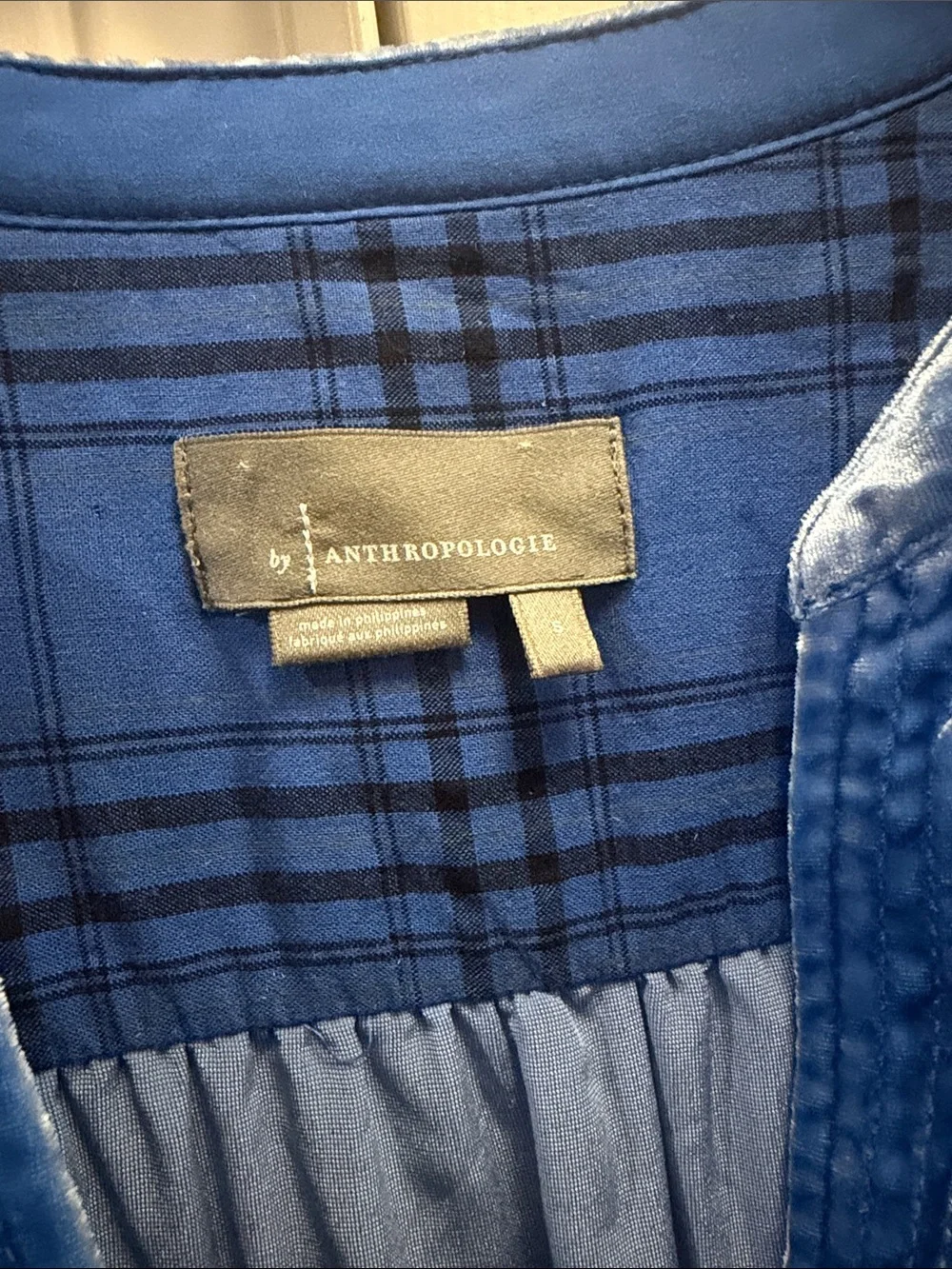 Anthropologie melody velvet tunic blue size small